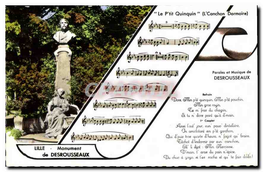 CPA Le P'tit Quinquin l'Canchon Dormoire Lille Monument de Desrousseaux 