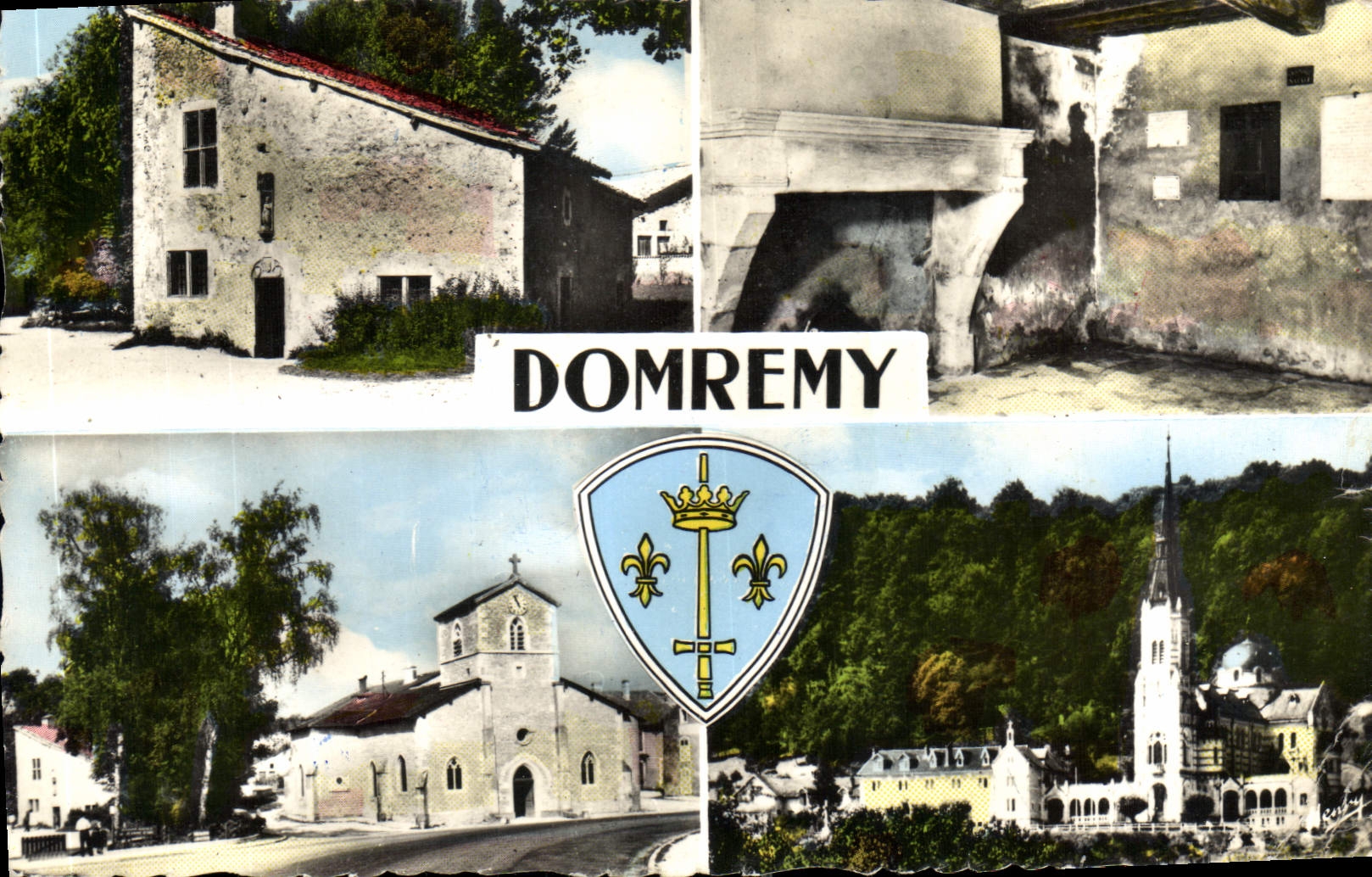 Domremy — Panoramablick mit Kirche und Wappen — Éditions Henry, Nr. 740