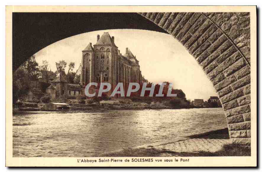 L'Abbaye Saint-Pierre de SOLESMES vue sous le Pont — CPAPHIL