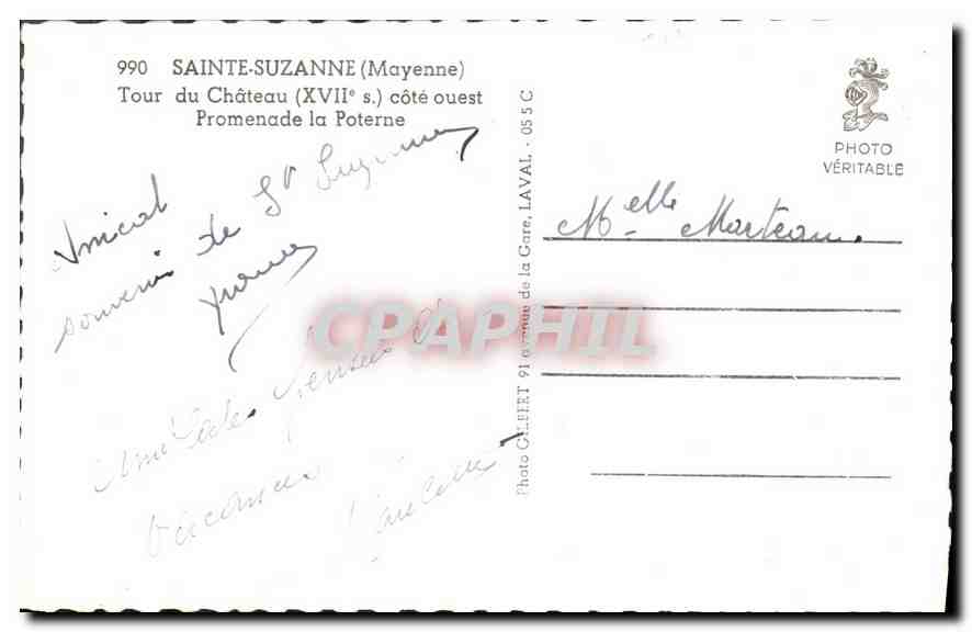 CPA Saint Suzanne Mayenne Tour du Chateau cote ouest Promenade la Poterne  — Back