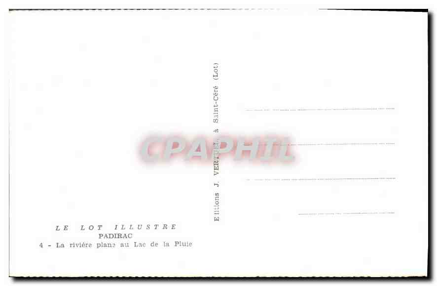 CPA Padirac La riviere plane au Lac de la Plute  — Rückseite