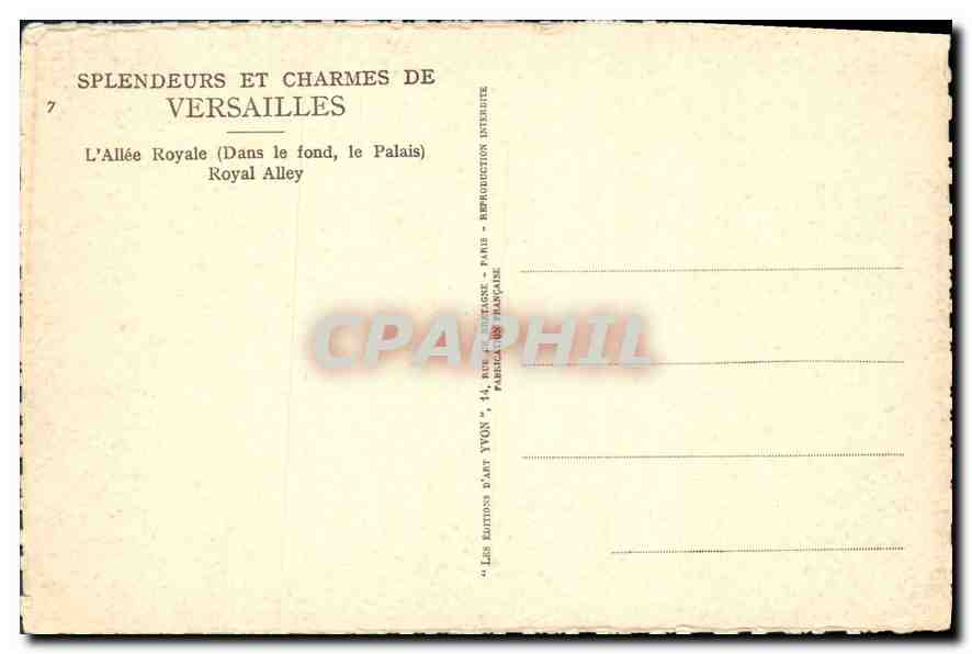 CPA Versailles L'Allee Royale Dans le fond le Palais  — Rückseite