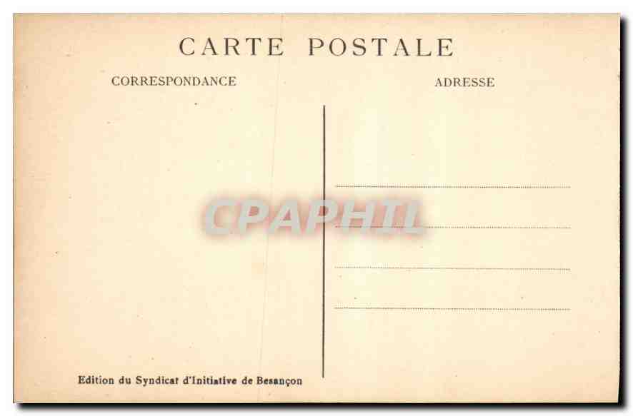 Besançon-Les-Bains — Pont Battant et Église de la Madeleine — Édition du Syndicat d'Initiative de Besançon — Verso