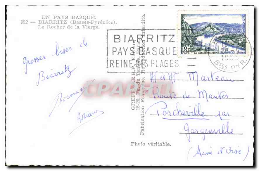 CPA En Pays Basque Biarritz Basses Pyrenees La Rocher de la Vierge  — Rückseite