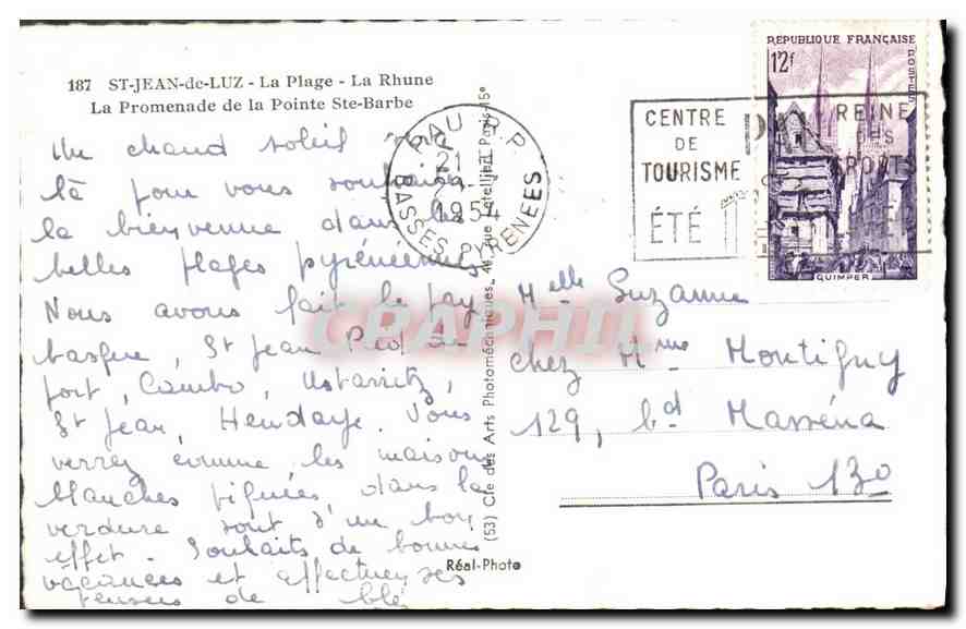 CPA St Jean de Luz La Plage La Rhune La Promenade de la Pointe Ste Barbe  — Verso