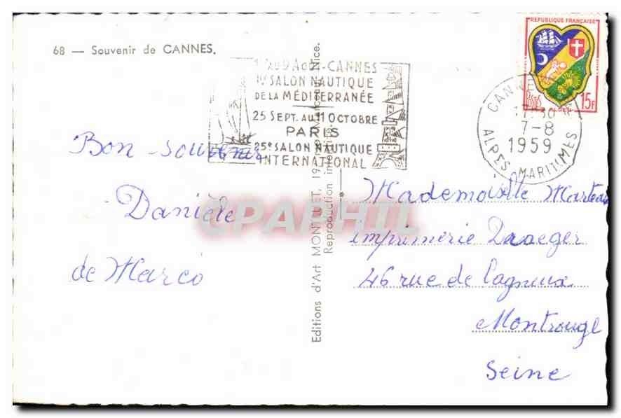 Cannes — Souvenir de CANNES — Graphphil — Verso