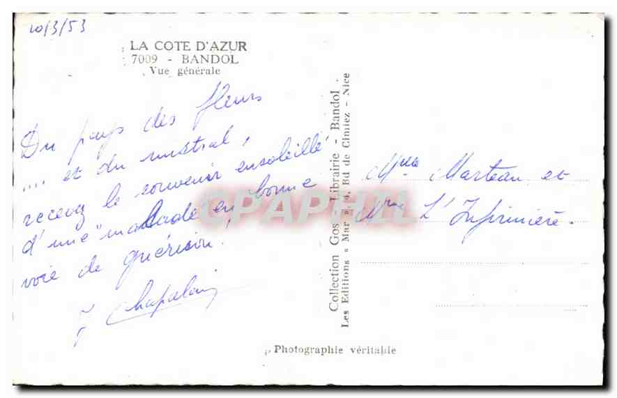 CPA La Cote d'Azur Bandol Vue generale  — Verso