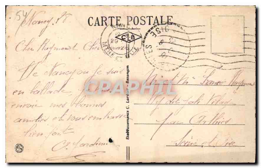 CPA Nancy Place Stanislas Grilles de Jean Lamour  — Verso