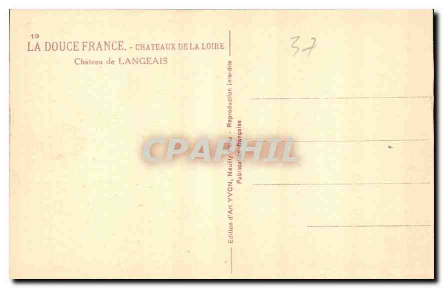 CPA Chateaux de la Loire Chateau de Langeais  — Rückseite
