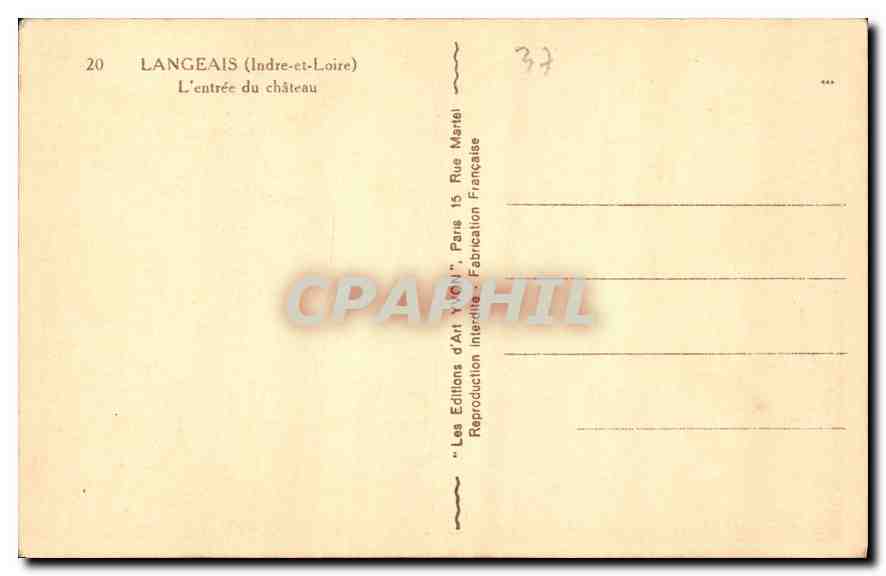 CPA Langeais Indre et Loire L'entree du Chateau  — Verso