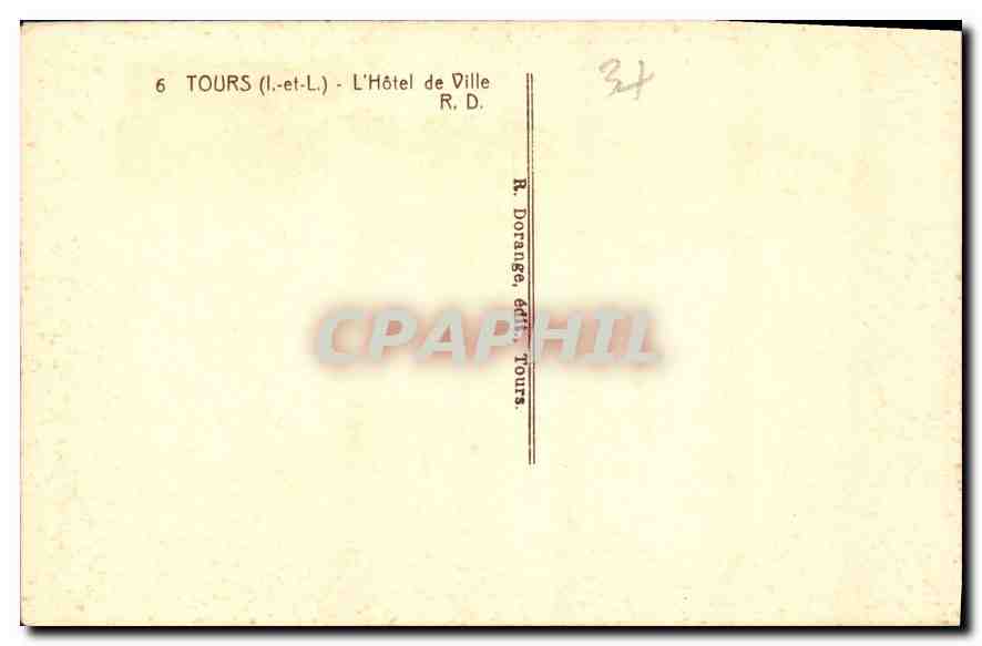 CPA Tours L'Hotel de Ville  — Rückseite