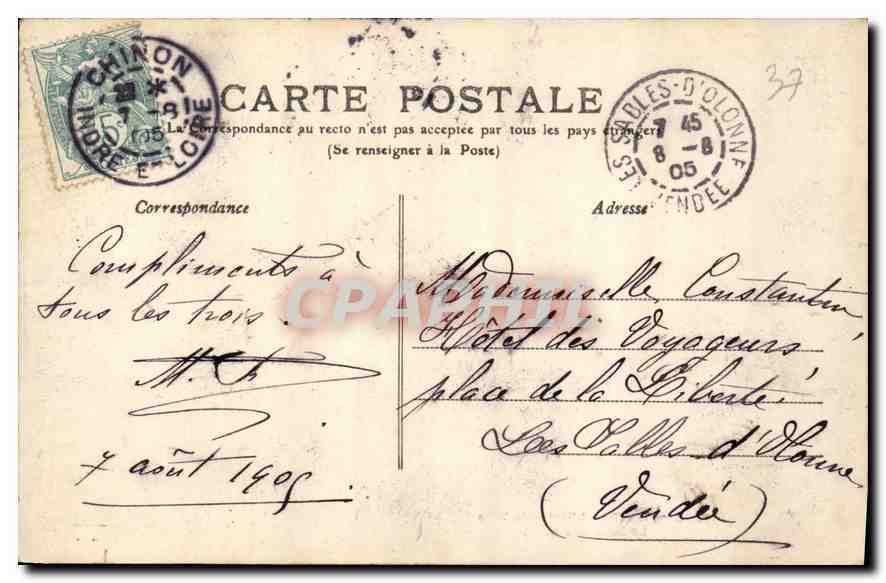 CPA Tours L'Hotel de Ville La Salle des Fetes  — Rückseite