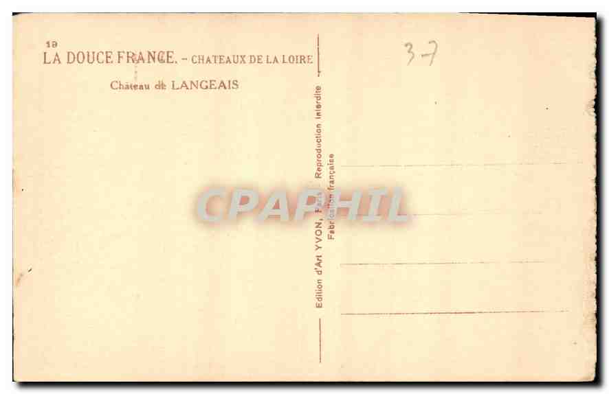 CPA Chateaux de la Loire Chateau de Langeais  — Rückseite