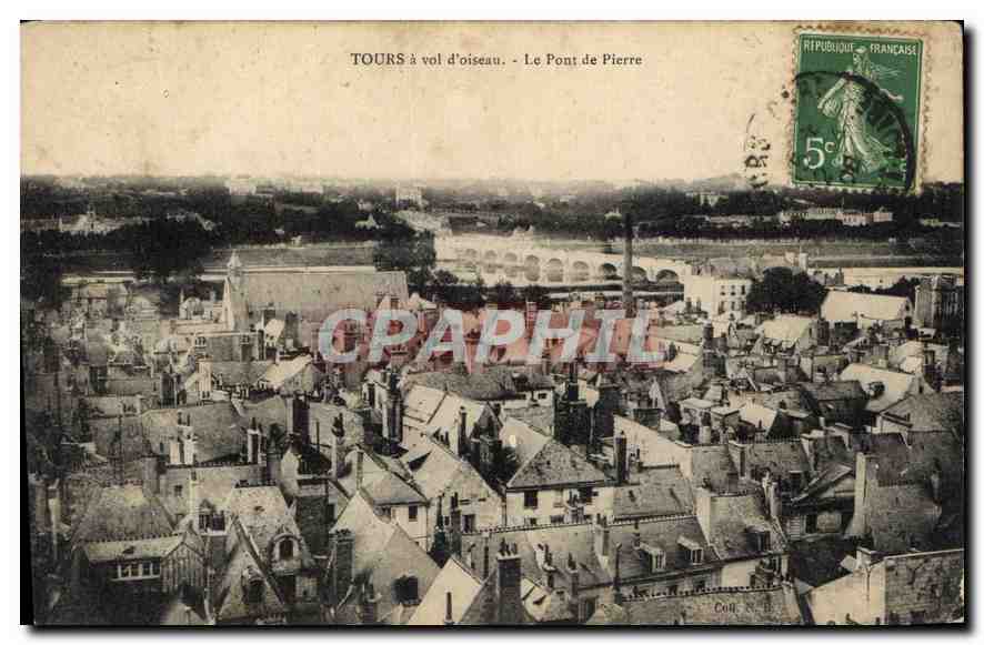 CPA Tours a vol d'oiseau Le Pont de Pierre 