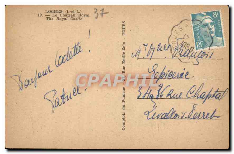 CPA Loches Le Chateau Royal  — Rückseite