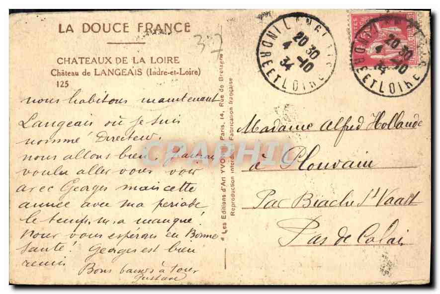 CPA Chateaux de la Loire Chateau de Langeais Indre et Loire  — Rückseite