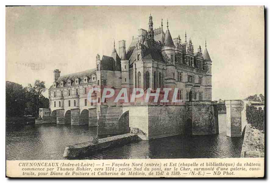CPA Chenonceaux Indre et Loire Facades Nord entree et est chapelle et bibliotheque 