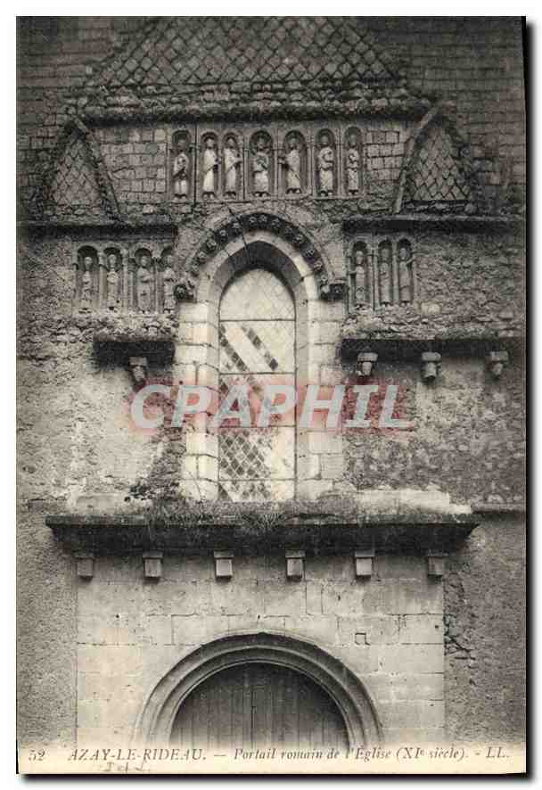 CPA Azay le Rideau Portail romain de l'Eglise 