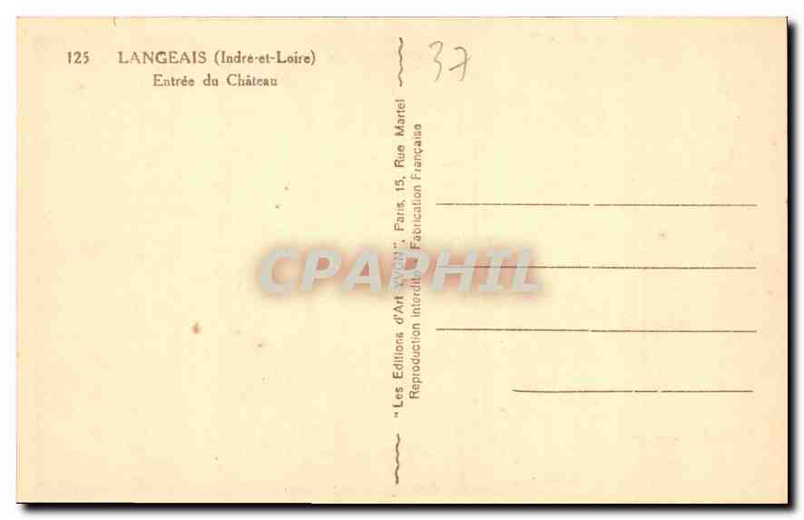 CPA Langeais Indre et Loire Entree du Chateau  — Rückseite