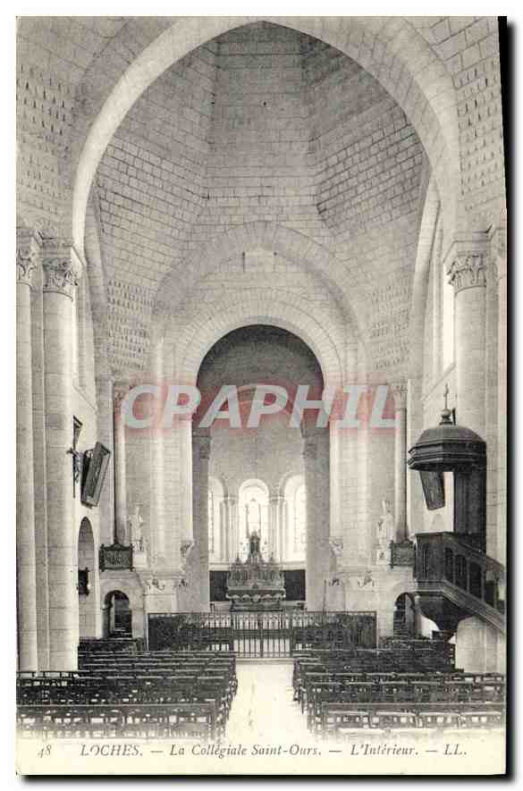 CPA Loches La Collegiale Saint Ours L'Interieur 