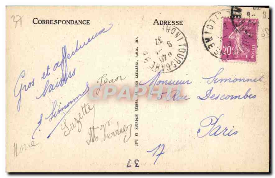 CPA Tours Vue Generale  — Rückseite