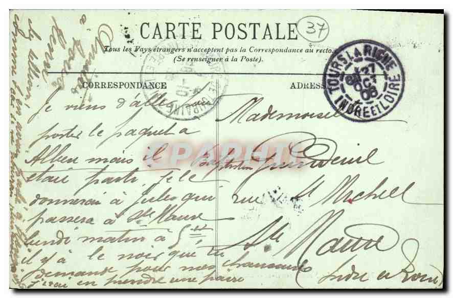 CPA Tours Le Nouvel Hotel de Ville et la Rue Nationale  — Rückseite