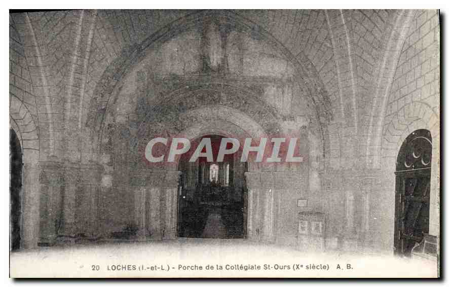 CPA Loches Porche de la Collegiale St Ours 