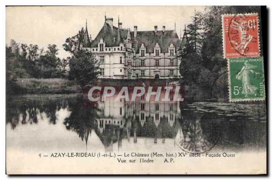 CPA Azay le Rideau Le Chateau Facade Ouest Vue sur l'Indre 