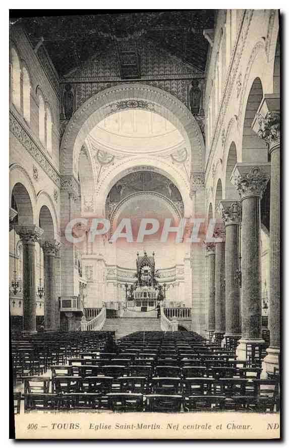 CPA Tours Eglise Saint Martin Nef centrale et Choeur 