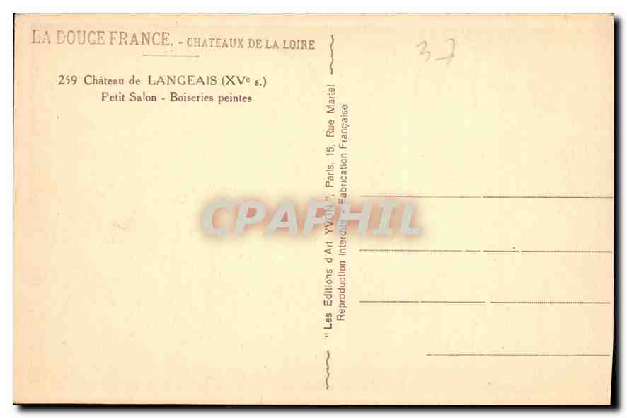 CPA Chateau de Langeais Petit Salon Boiseries peintes  — Verso