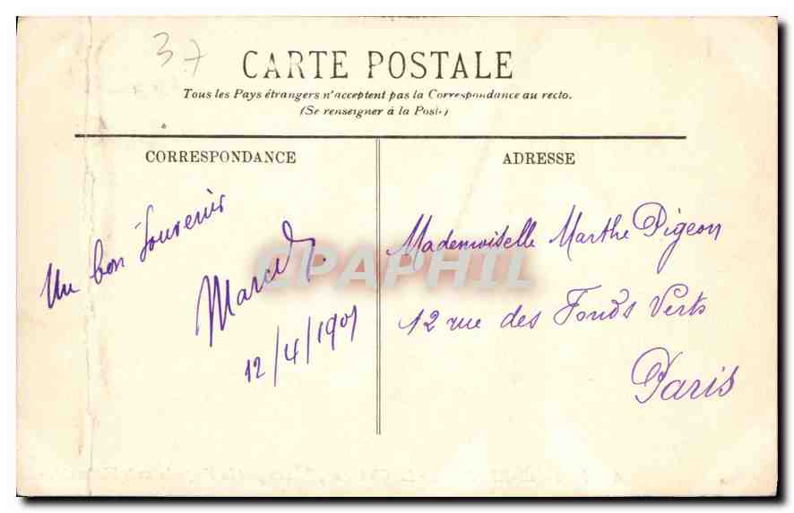 CPA Azay le Rideau  — Rückseite