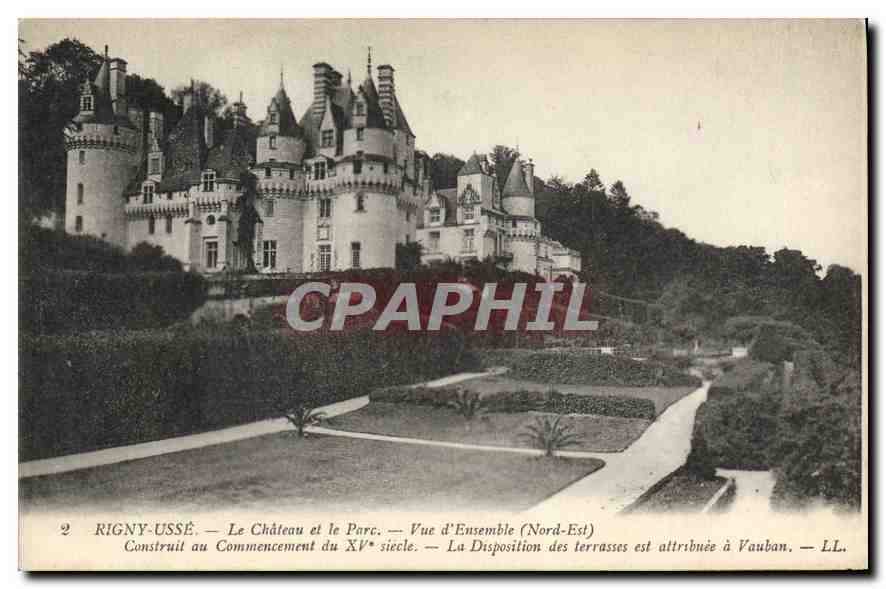 CPA Rigny Usse Le Chateau et le Parc Vue d'Ensemble Nord Est 
