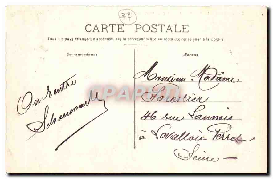 CPA Rigny Usse Le Chateau Nord  — Rückseite