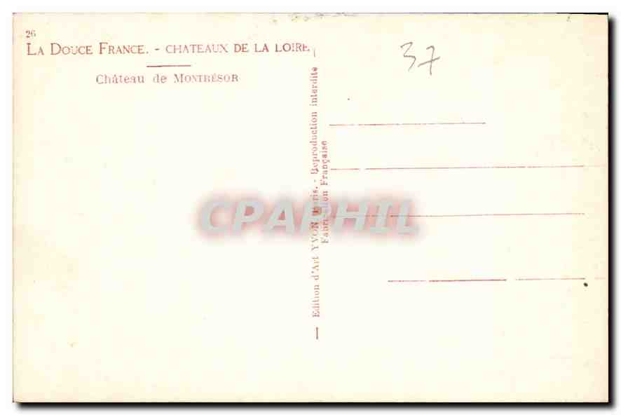 CPA Chateaux de la Loire Chateau de Montresor  — Rückseite