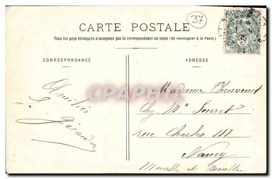 CPA Tours Hotel Gouin  — Rückseite