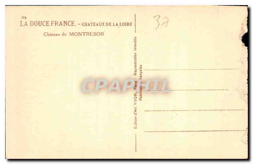 CPA Chateaux de la Loire Chateau de Montresor  — Rückseite