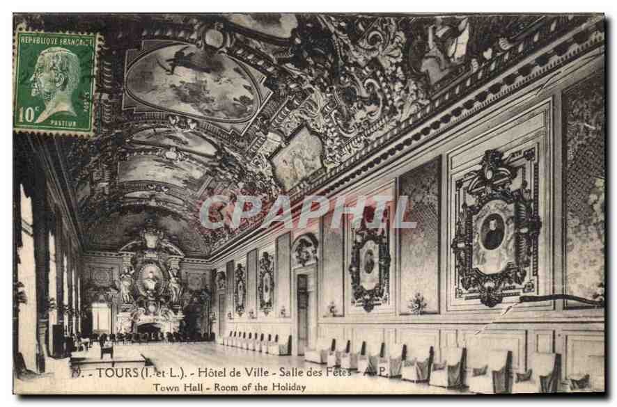 CPA Tours Hotel de Ville Salle des Fetes 