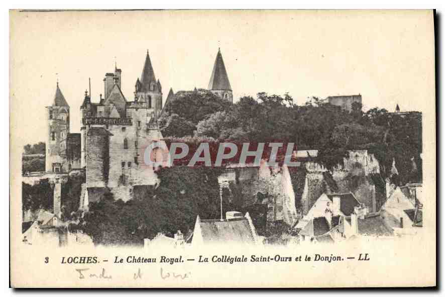 CPA Loches Le Chateau Royal La Collegiale Saint Ours et le Donjon 