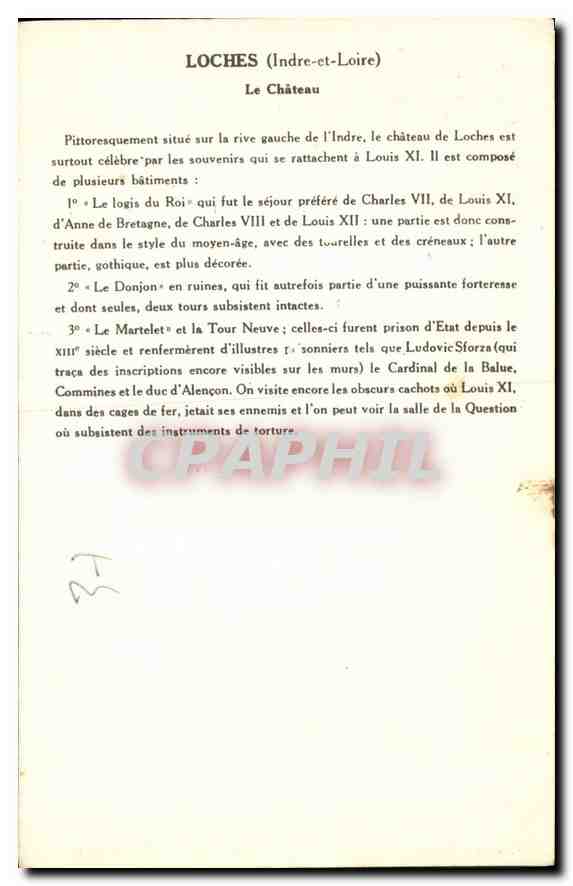 CPA Loches Indre et Loire Le Chateau  — Rückseite
