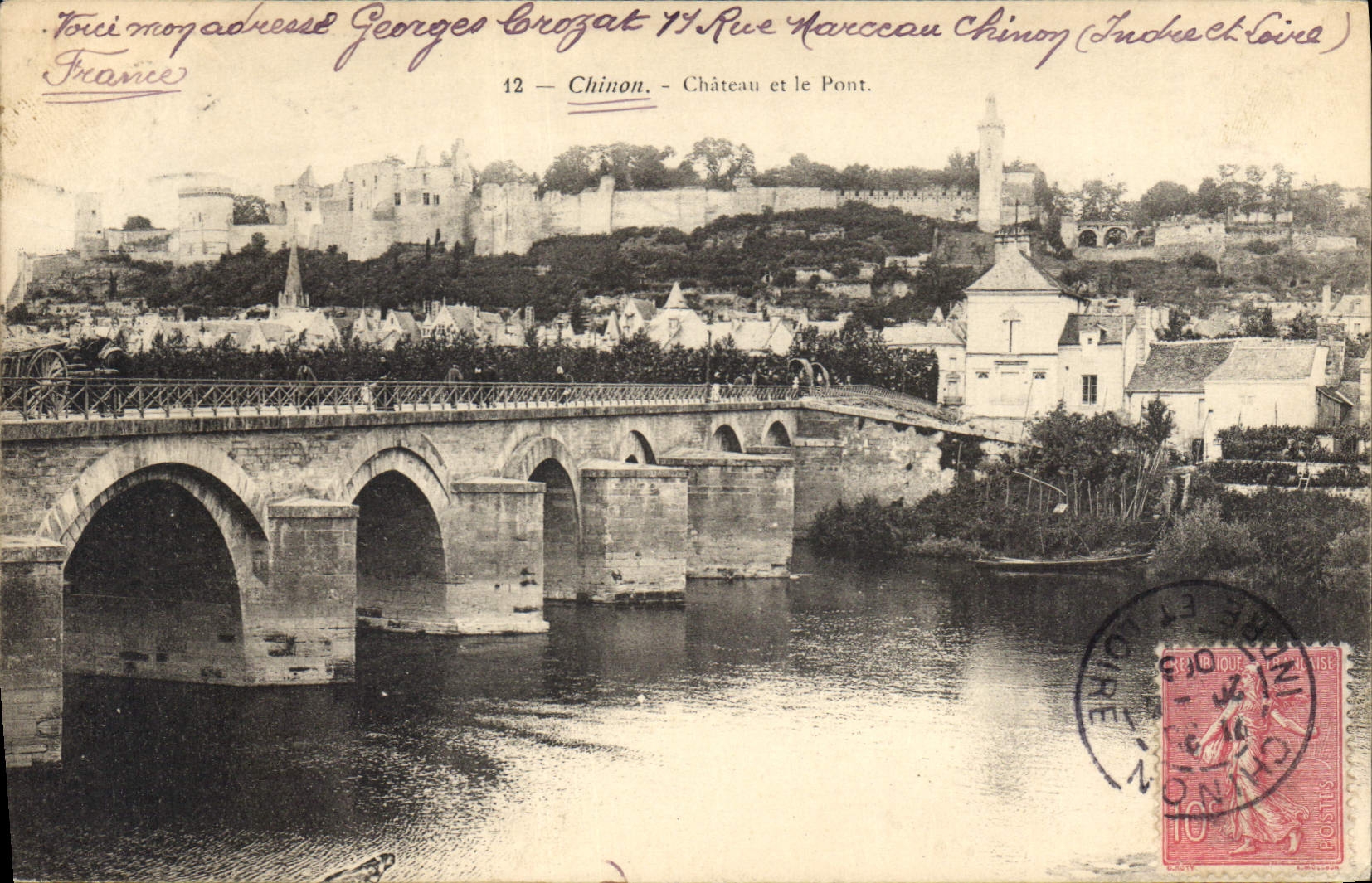 CPA Chinon Chateau et le Pont 
