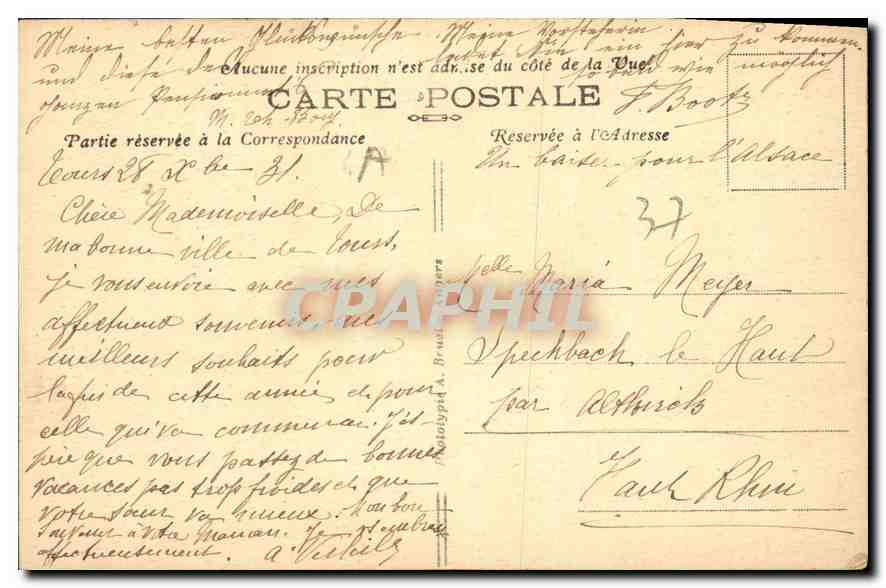 CPA Tours Le Palais de Justice  — Rückseite