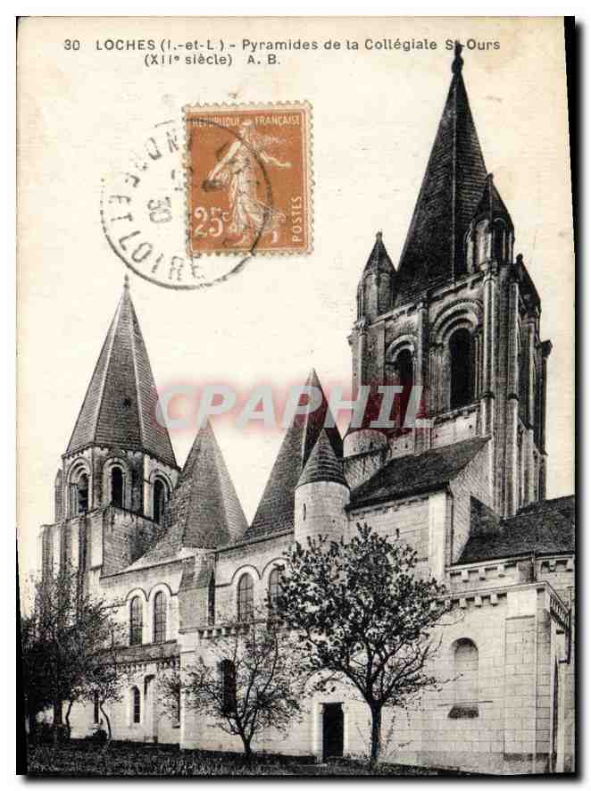 CPA Loches Pyramides de la Collegiale St Ours 