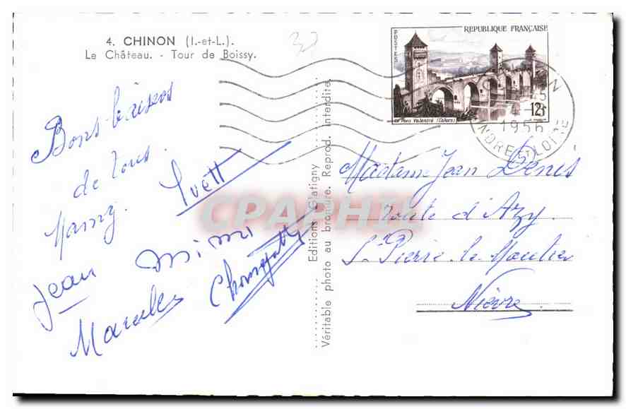 CPA Chinon L et L Le Chateau Tour de Boissy  — Rückseite
