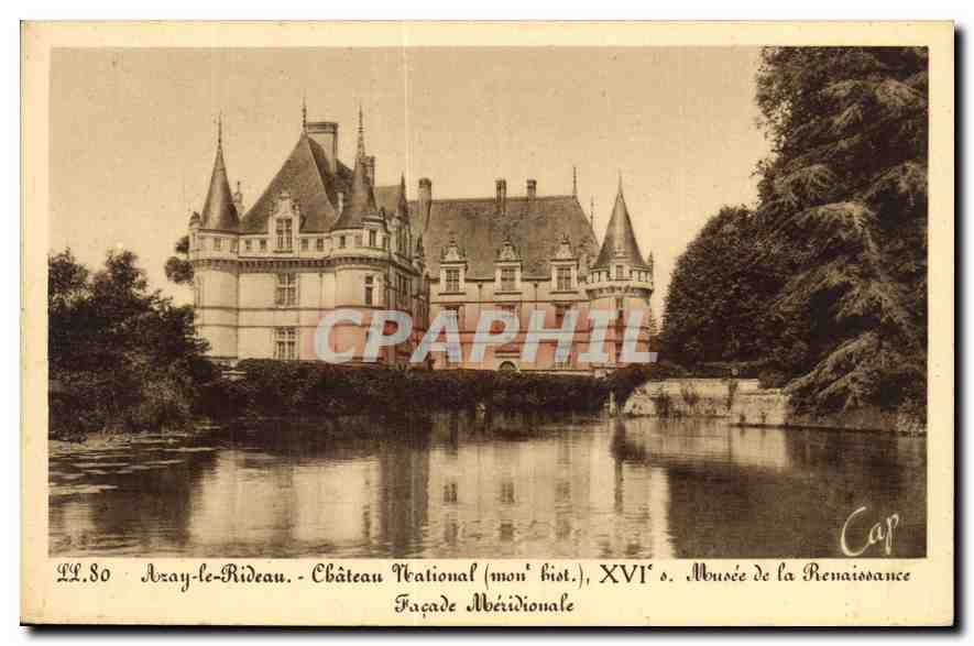 CPA Azay le Rideau Chateau National Mon Hist XVI Musee de la Renaissance Facade Meridionale 