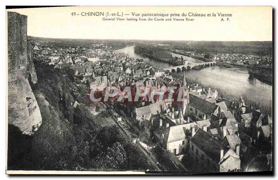 CPA Chinon L et L Vue panoramique prise du Chateau et la Vienne General View Looking from the Castle