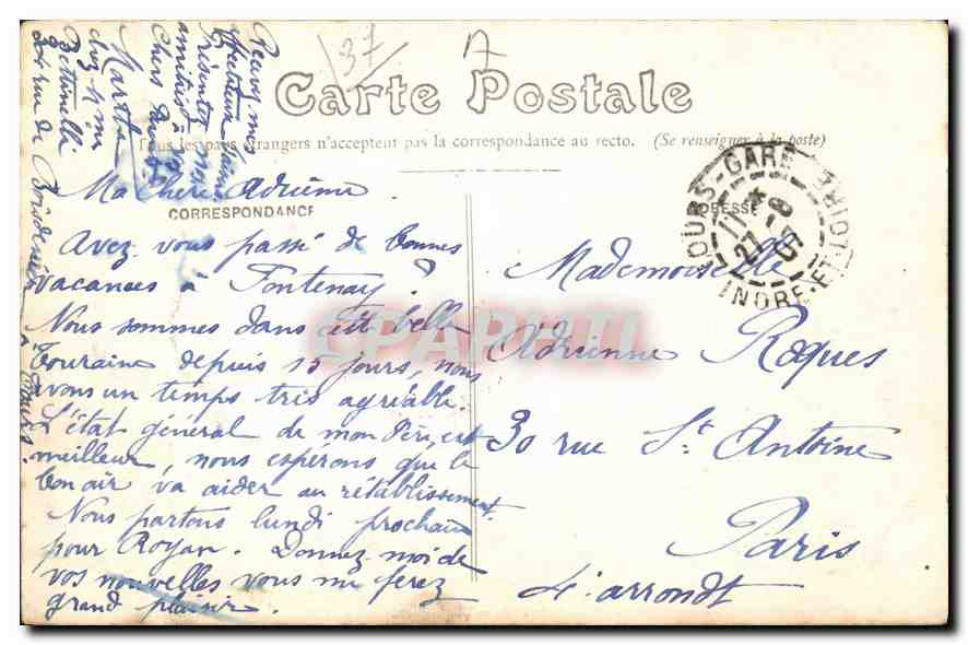 CPA Azay le Rideau L et L Le Chateau Cour Interieur  — Verso