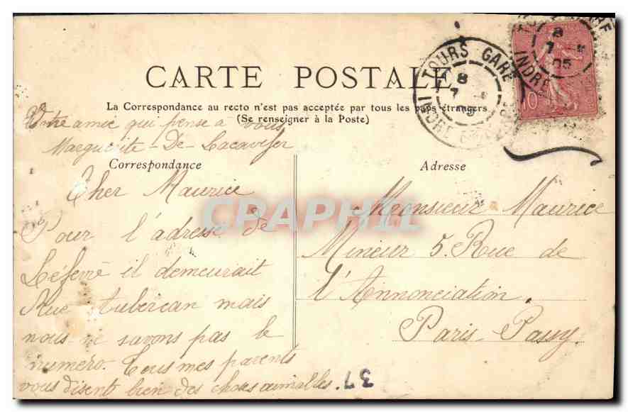 CPA Tours L'Hotel de Ville  — Rückseite
