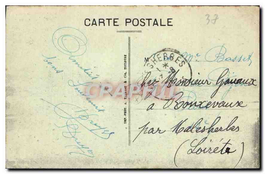 CPA Tours L et L La Vue generale La Loire Le Pont de pierre La Cathedrale St Gatien et la Partie Nor — Rückseite