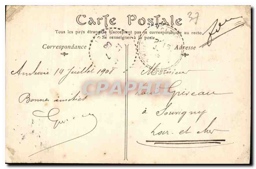 CPA Chateau d'Amboise Porte de la Chapelle  — Rückseite