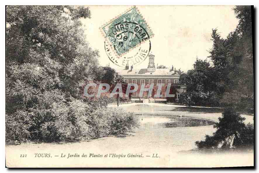 CPA Tours Le Jardin des Plantes et l'Hospice General 